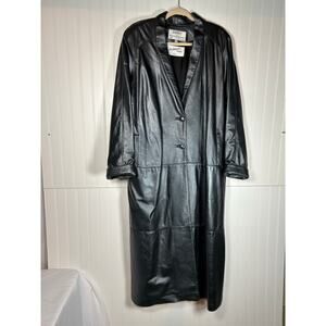 Dero by Rocco D'Amelio Women's metallic black, Leather Long Coat, M the matrix